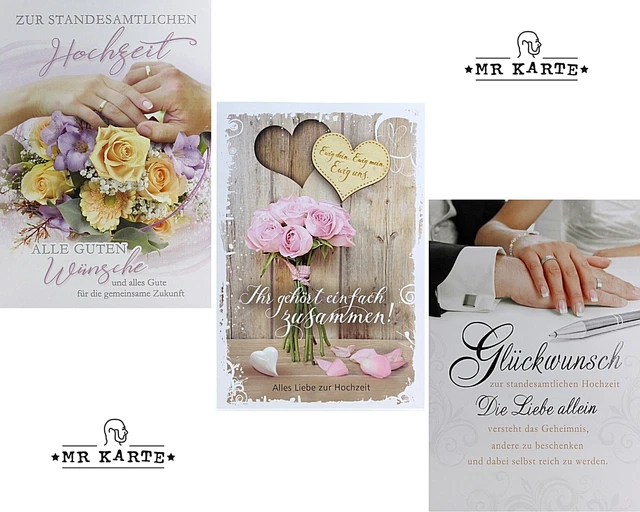 HOCHZEITSKARTE KARTE STANDESAMTLICHE Hochzeit Glückwunschkarte Karten