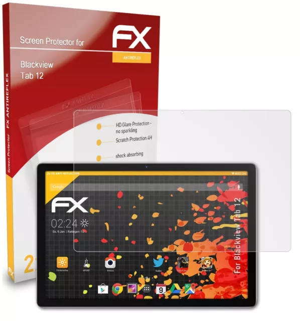 atFoliX 2x Panzerfolie für Blackview Tab 12 Schutzfolie matt&stoßfest Folie