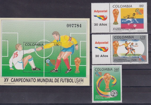 COLOMBIA 1994 MONDIALI di calcio USA'94 1018+PA887/88+BF 48 MNH T2199