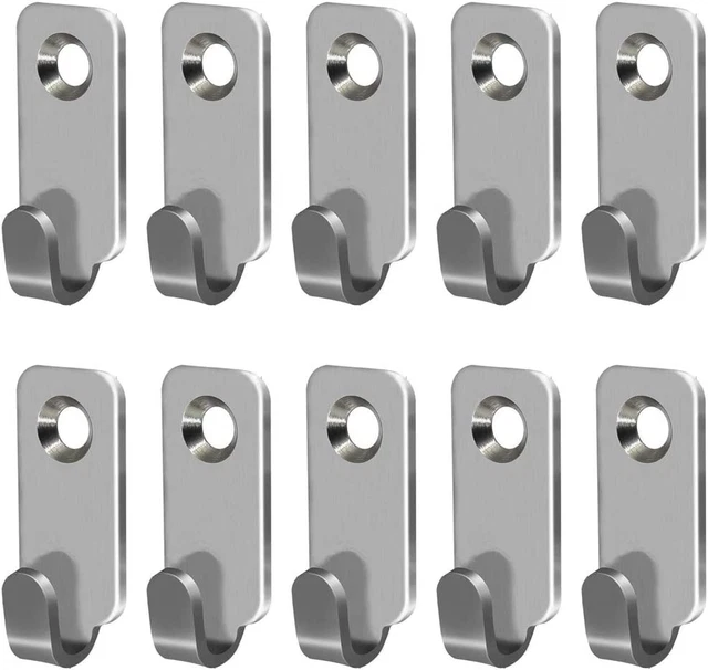 10Pcs Heavy Duty Hanger 304 Stainless Steel Wall Mounted Mini J Hook for Mirror