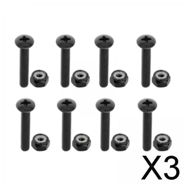 3X Replacement Longboard Skateboard Mounting Hardware Screws Black_35mm_8pcs