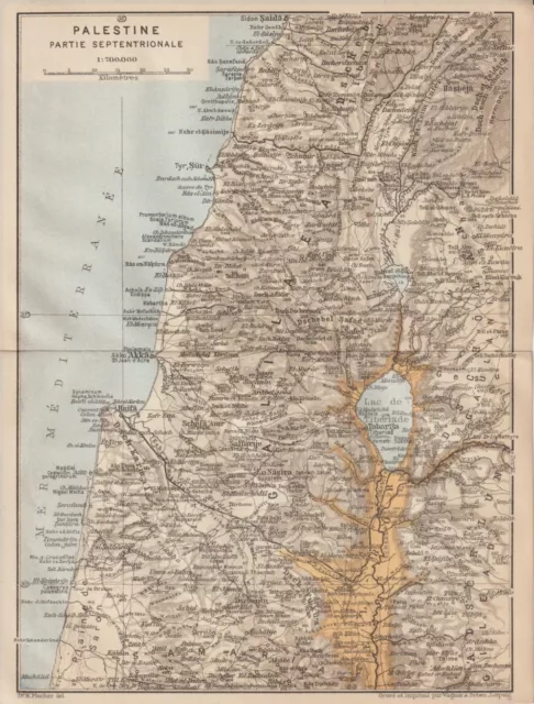 Galiläa Galilaia Samaria See Genezareth Israel LANDKARTE von 1912 Judaica