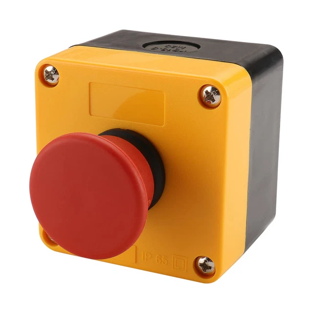 RED SIGN EMERGENCY Stop Switch Push Button Weatherproof Push Button