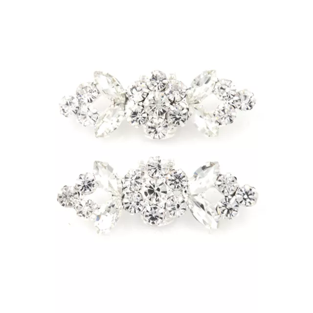 2Pcs/Pair Shoes Clips Rhinestone Crystal Flower Buckle Bridal Wedding Deco-AJ