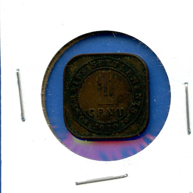 1920 British Malaysia 1 Cent Straits Settlements King George V Rare Coin