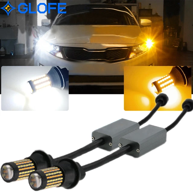 Amber/White 7443 7444 LED Front Turn Signal Blinker Light Bulbs No Hyper Flash