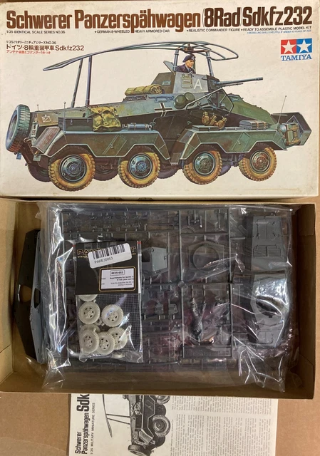 Vintage 1970's TAMIYA SCHWERER PANZERSPÄHWAGEN 8RAD SDKFZ232 Model Kit Vintage 1970's TAMIYA SCHWERER PANZERSPÄHWAGEN 8RAD SDKFZ232 Model Kit
