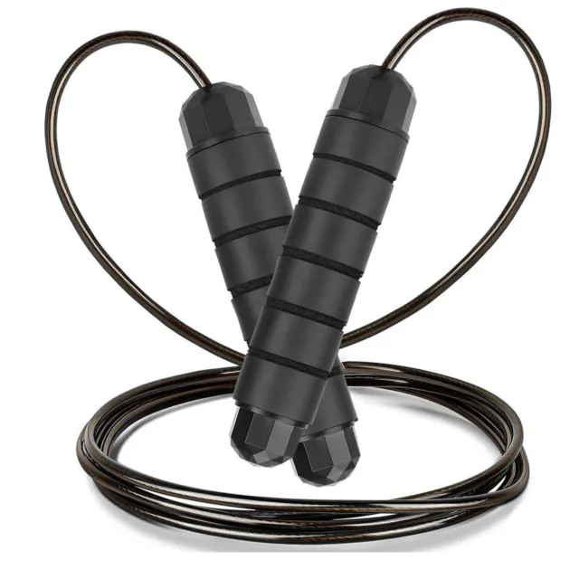 10FT Adjustable Steel Jump Rope Boxing Weighted Ball Bearing Fitness Gym Speed