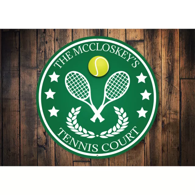 Family Tennis Court Plaque Custom Name Sports Wall Decor Metal Sign 2