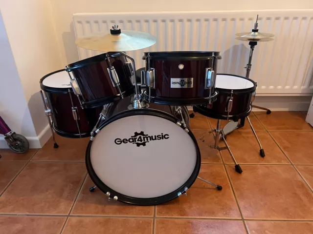 JUNIOR 5 PIECE Drum Kit by Gear4music Wine Red 75.00 PicClick UK