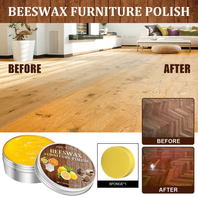 LF# 200g Beeswax Furniture Polish Natural Wood Seasoning Beewax with Sponge Home