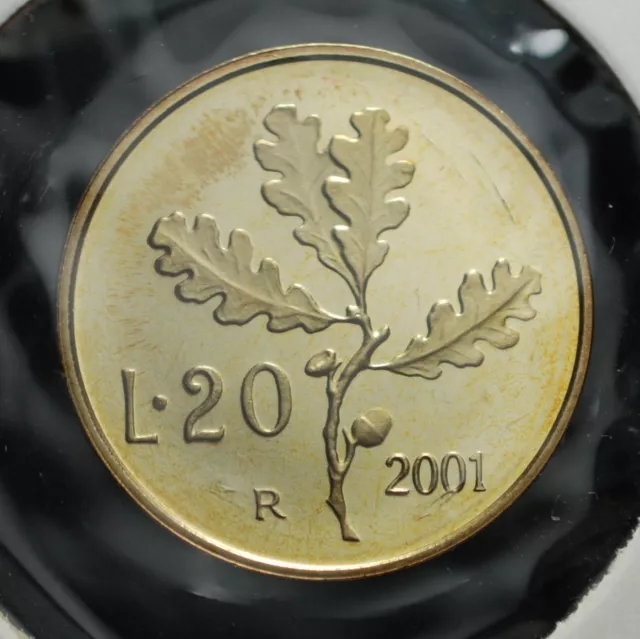 2001  Repubblica Italiana 20 lire FONDO SPECCHIO  da divisionale