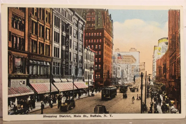 New York NY Buffalo Main Street Shopping District Postcard Old Vintage Card View