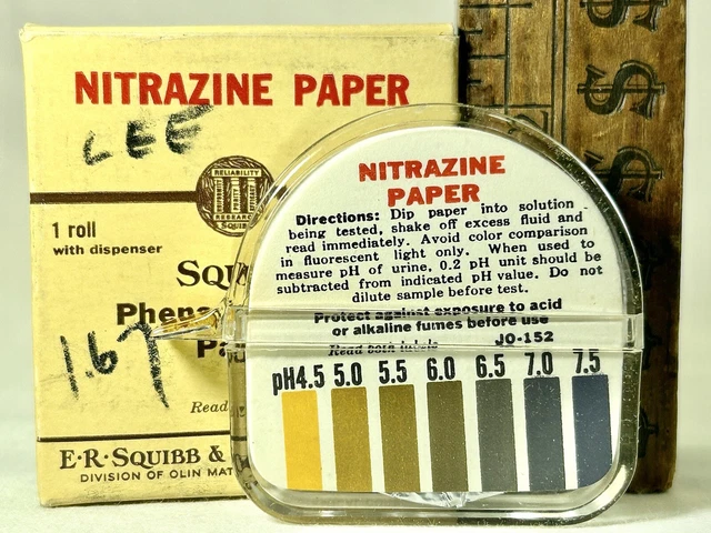 Rare Nitrazine Paper Roll Dispenser ER Squibb Sons NY pH Scale Early Medicine