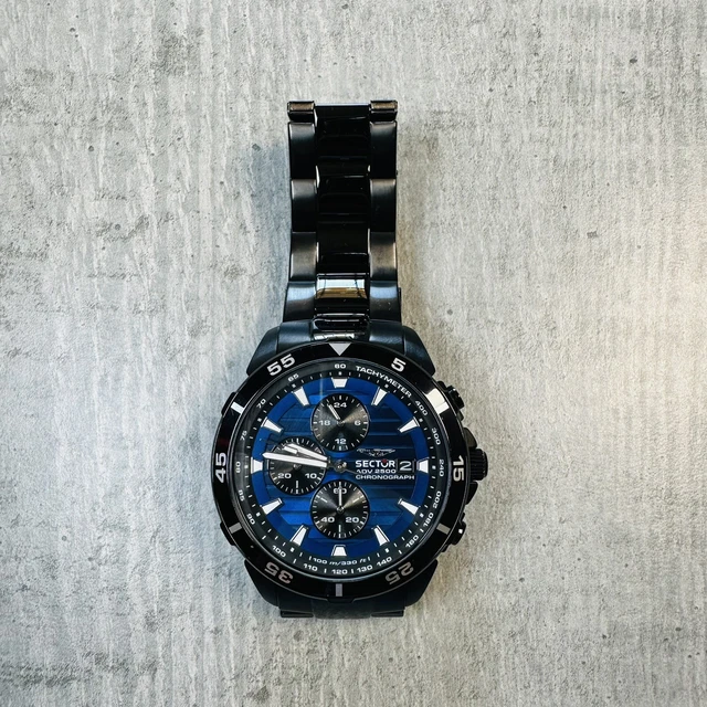 Orologio da Polso per Uomo Sector Cronografo Sub 100mt in Acciaio Nero Usato