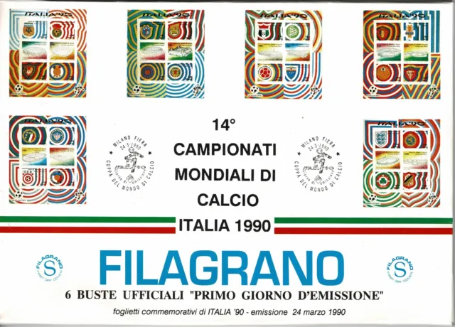 1990 Repubblica 6 Enveloppes FDC Filagrano Italie 90 Monde Football MF92460