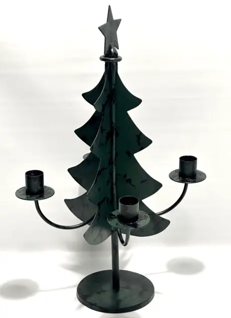 Vintage Metal Christmas Tree Candle Stick Holder Candelabra 16"  2 Piece