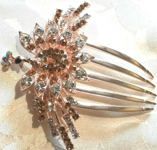 Barrette/peigne Papillon Strass Couleurs Métal Doré Sans Nickel - Réf. N°2408, Neuf Avec étiquettes