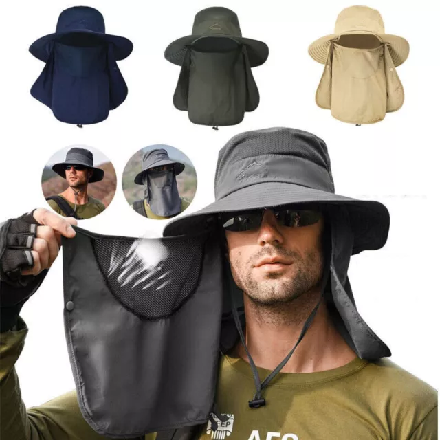 Wide Brim Sun Hat UV Protection Bucket Cap For Hiking Camping Fishing Safari Men