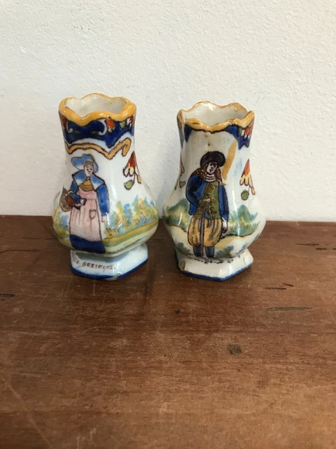 Vase Céramique Hubert Bequet Quaregnon Motif Colibri - Faïence Belge Vintage
