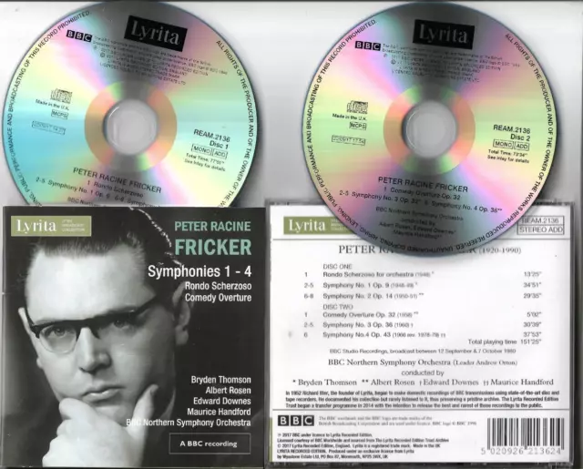 RACINE FRICKER Symphonies 1-4    LYRITA 2CD set Near Mint