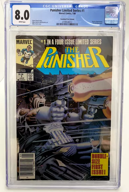 Punisher Limited Series #1 CGC 8.0 1986 CPV Canadian Price Variant  **see note**
