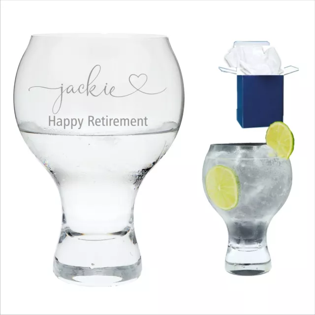 Personalised Engraved Gin Balloon Glass Retirement Gift,  Sorry Your Leaving,