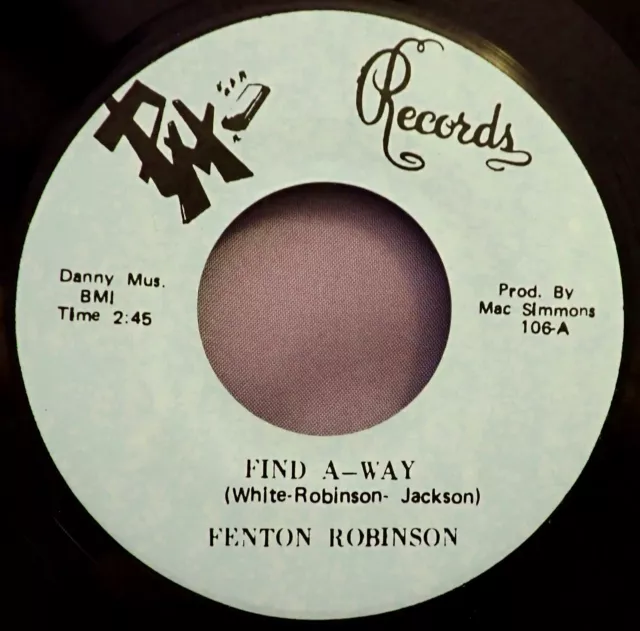 HEAR IT 70's Blues 45 rpm record Fenton Robinson "Find A Way" from 1974