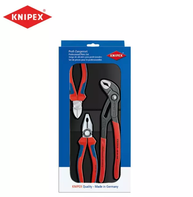 KNIPEX 3 Piece Waterpump, Combination, Side Wire Cutter Plier Set 00 20 09 V01