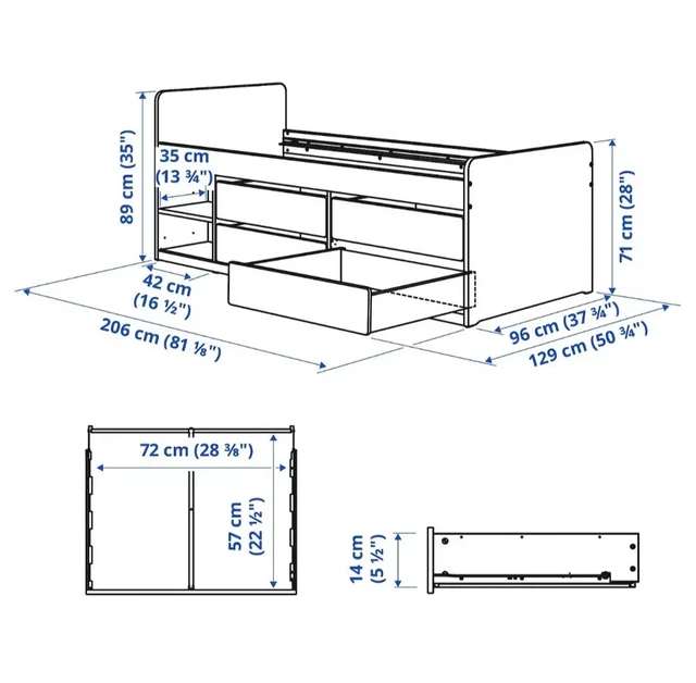 IKEA SLAKT SINGLE Bed With storage (1 of 2) £195.00 PicClick UK