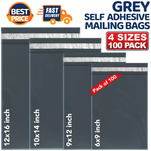 Strong Postage Bags Self Seal Grey Mix Mailing Bag Plastic Poly Postal Packaging