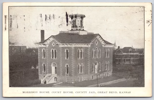 Great Bend KS~Morrison Girls Boarding House Hotel~Courthouse~County Jail~1911