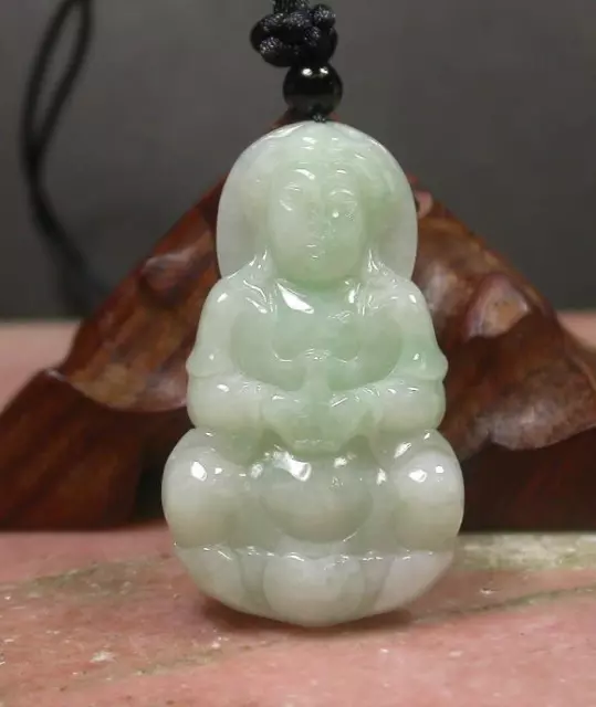 Certified Green 100% Natural A JADE JADEITE PENDANT Guanyin Kwan yin 259430