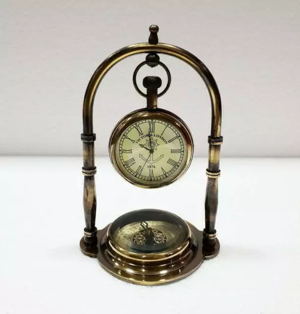 Décor de montre de bureau de table en laiton Antique avec horloge de bureau...