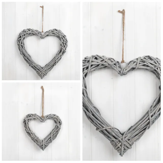 Grey Willow Heart Wreath with Twine String to Hang, size choice, ideal 4 flowers