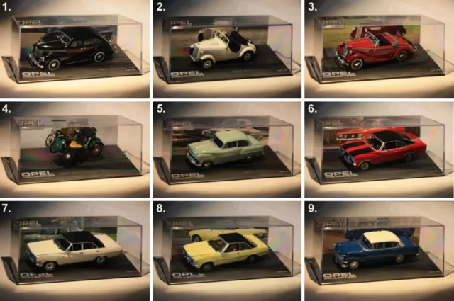 De Agostini-Opel Collection-Maßstab 1:43-Oldtimer-Sammlung-Modell-PC-Vitrine-neu