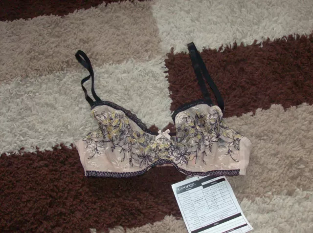 GEORGE ASDA LADIES Blue & Pink Lace Patterned Non Wired Bra UK Size 34F New  £6.99 - PicClick UK