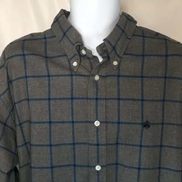 Brooks Brothers Shirt Mens XL Flannel Gray/Blue Plaid Madison Button Down NWOT