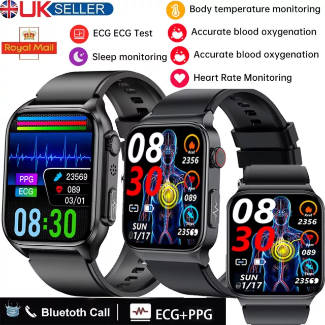 Bluetooth Smart Watch ECG  Heart Rate Monitor Fitness Tracker Wristwatch Band UK