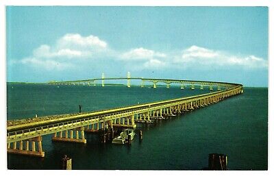 Vintage Unused Postcard Chesapeake Bay Bridge Maryland MD Eastern Western Shore