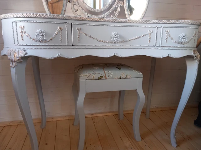 Vintage Olympus French Louis Style Antoinette Dressing Table with Mirror