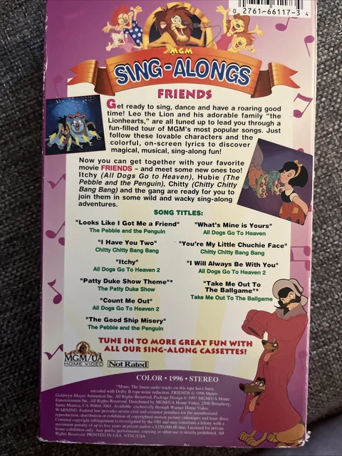 MGM SING-ALONGS: FRIENDS (VHS, 1997) Vintage Cartoon Chitty Chitty All ...