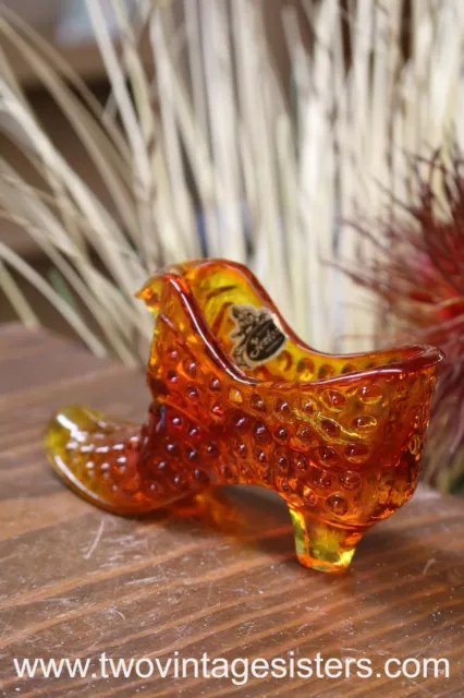 Fenton Amberina Glass Slipper - Vintage Glass Art