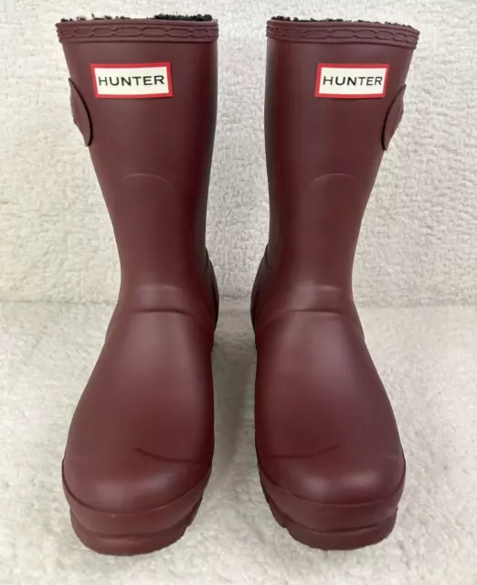 Hunter Boots Womens 7 Original Short Matte Red Rain Muck Boot Slip On Adjustable