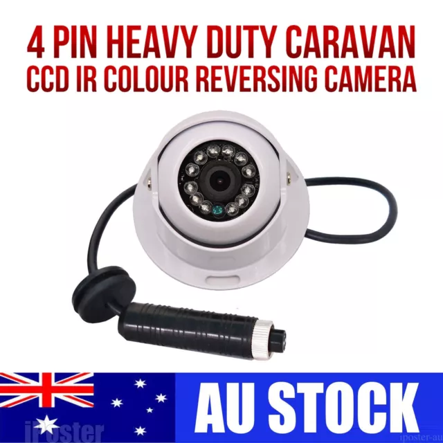 4 PIN Heavy Duty Caravan CCD IR Colour Reversing Camera rear view white 4Pin Cam