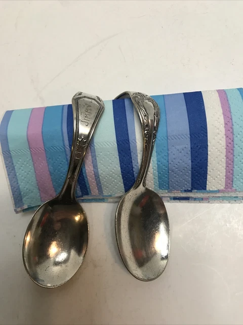 Wm Rogers Oneida IS Spoon Curved Handle Baby Spoons Set of 2