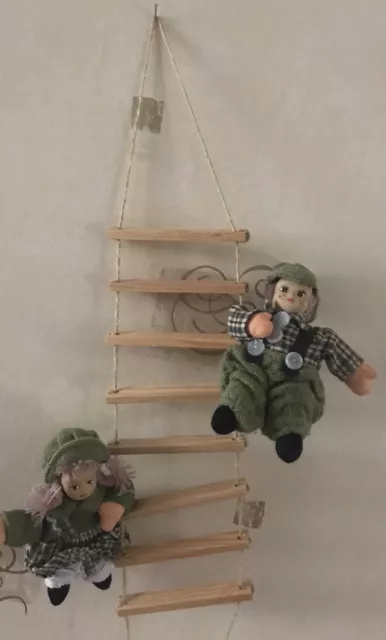 New Hand Made Dolls Boy & Girl On Ladder Wall Hanging For Home this is Not A Toy