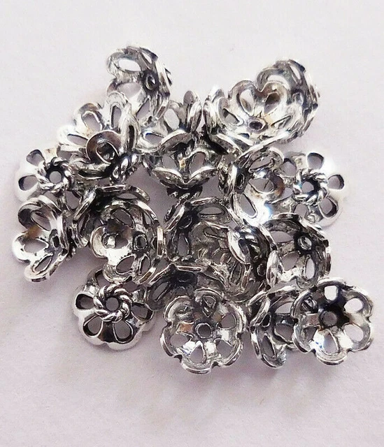 28 Perles Entrée 6mm Bali Oxyde Plaqué Argent - Pour Création Bijoux