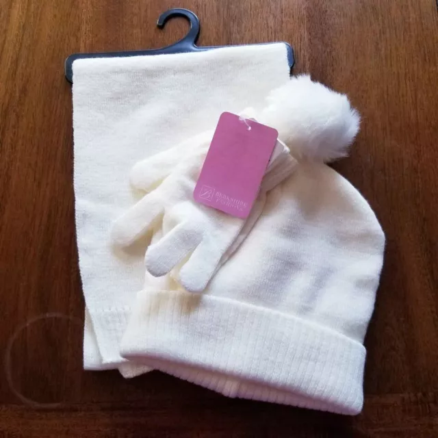 New Berkshire Fashions Girls Hat Gloves And Scarf 3 Piece Cold Weather Set