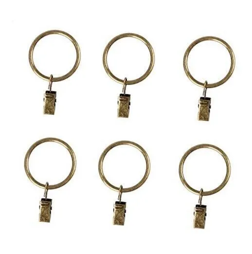 28 Pack Drapery Curtain Clip Rings,Curtain Rod Eyelet Clip Ring-Antique Brass